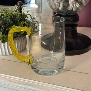 Blown glass mug yellow handle